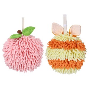 REGALWOVEN 2 Pcs Comfortable Soft Absorbent Chenille Ball Fuzzy Hand Towels - 1 of 4