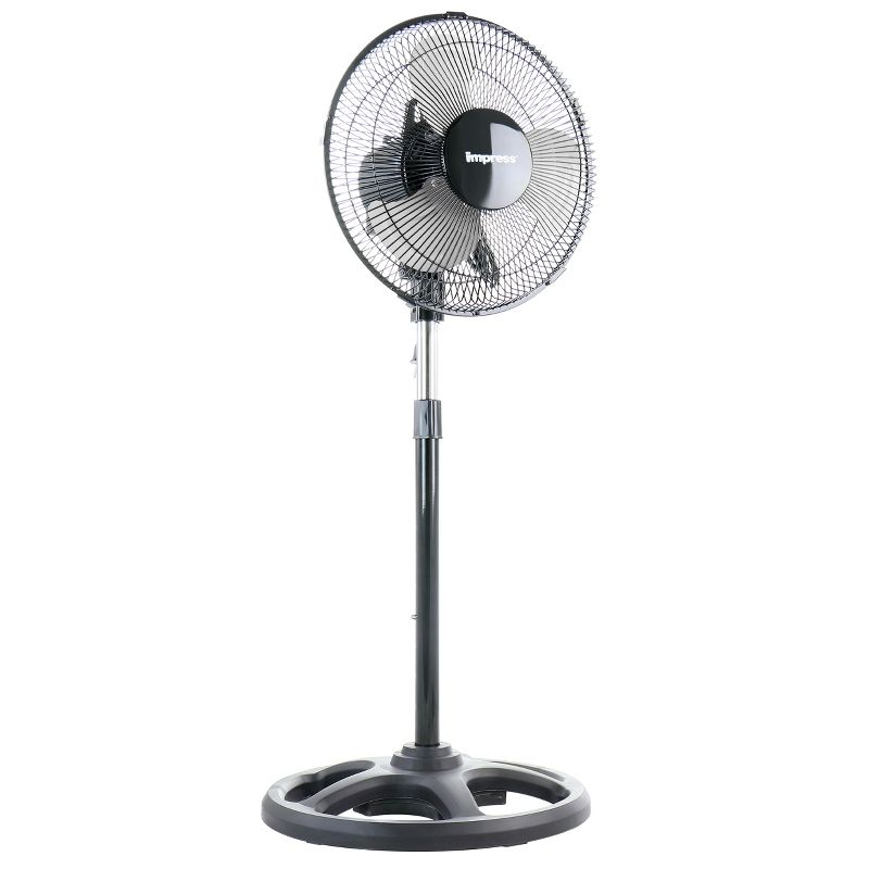 Impress Mighty Mite 10 Inch 3 Speed High Velocity Standing Fan in Black, 1 of 6