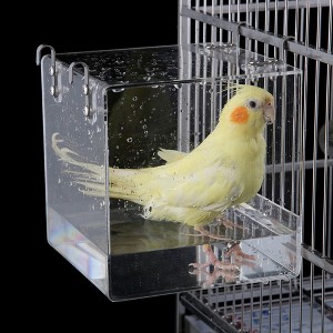 Transparent acrylic hook bird bathtub, thickened hanging bathtub bird supplies parrot large parrot shower cage accessories - 1 of 4