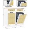 Modern White Rattan Tilt-Out Trash Cabinet, Large, Kitchen, Hidden Trash Can Storage with Drawer - 2 of 4