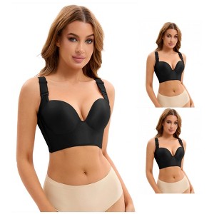 INSPIRE CHIC 3 Pcs Women's Wirefree Convertible Tummy Control 6 Hooks Push Up Bras - 1 of 4