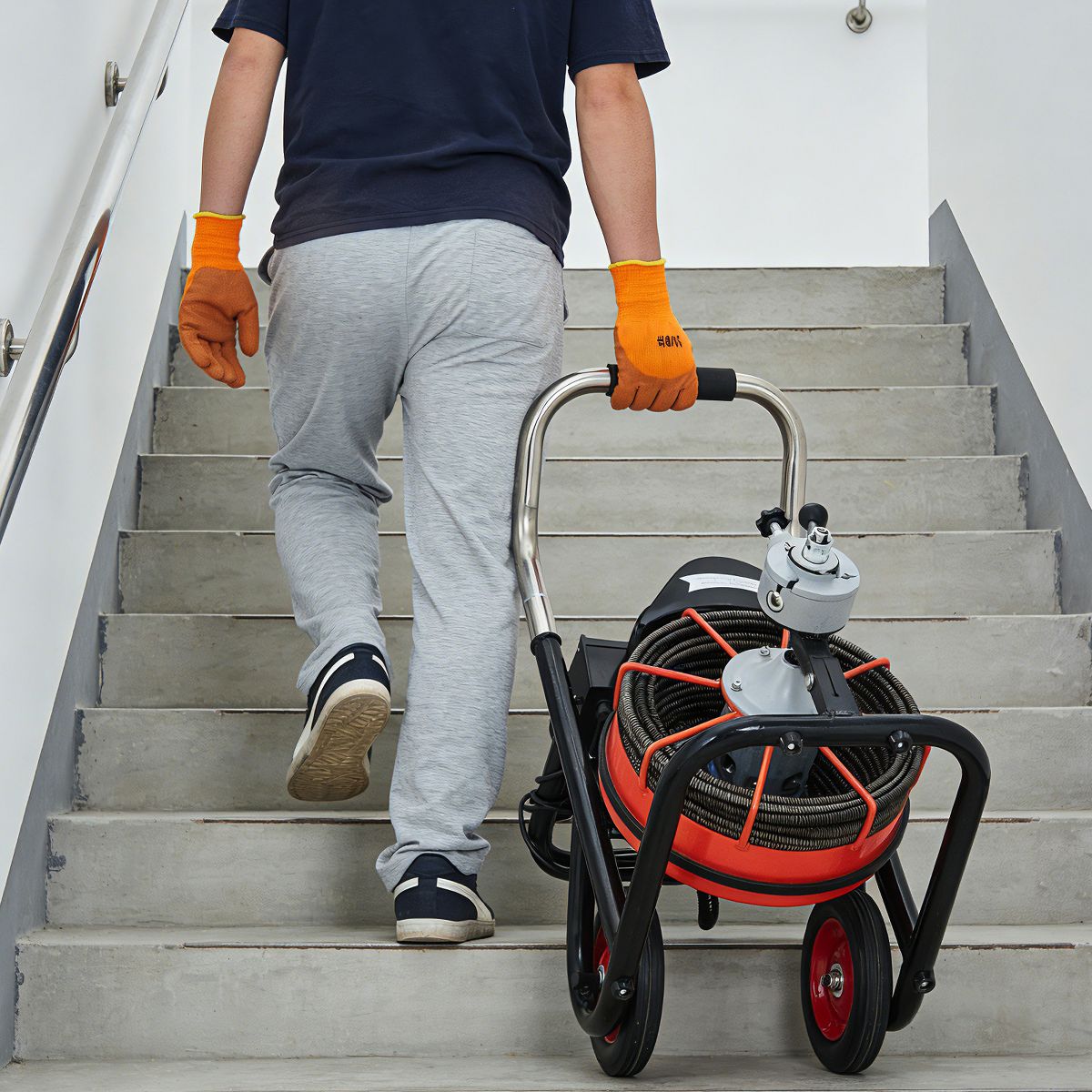 100FT x 1/2 Inch Electric Drain Cleaning Machine, 450W Auto Feed Sewer Snake with 10 Cutters and Foot Switch, Carbon Steel, Ships in 2 Boxes - thumbnail 3