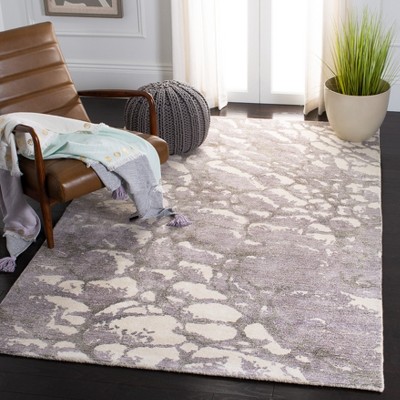 Handmade Tufted Purple/Ivory Wool Rectangular Area Rug