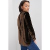 I AM A FASHION JUNKY Desert Palm Frilled Neck Buttoned Front Velvet Top - 2 of 4