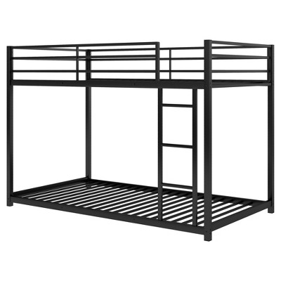NicBex Metal Bunk Bed,Low Loft Bed with Ladder for Kids Teens Adults,Silver/Black/White