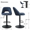 Swivel Bar Stools with Backs, 24"-32" Adjustable Height Bar Stools, Set of 2 Upholstered Fabric Seats with Black Base-Maison Boucle - 4 of 4