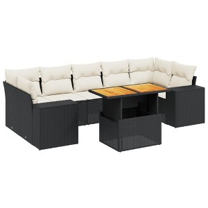 vidaXL Garden Sofa Set Black, Cream White - 1 of 4
