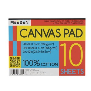MEEDEN Canvas Paper Pad 9x12'': 20 Sheets 8 Ounce Triple Primed 100% Cotton Acid-Free - Canvas Paper for Oil and Acrylic Painting - 1 of 4
