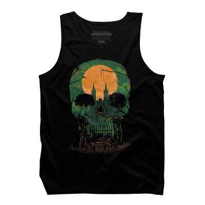 Men's Design By Humans Skull Grave By designpro44 Tank Top