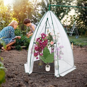 Portable Greenhouse for Outdoor Plants, Heavy Duty Hexagonal Green House with PE Cover, Zippered Door & Mesh Window, Plant Protector for Vegetables - 1 of 4