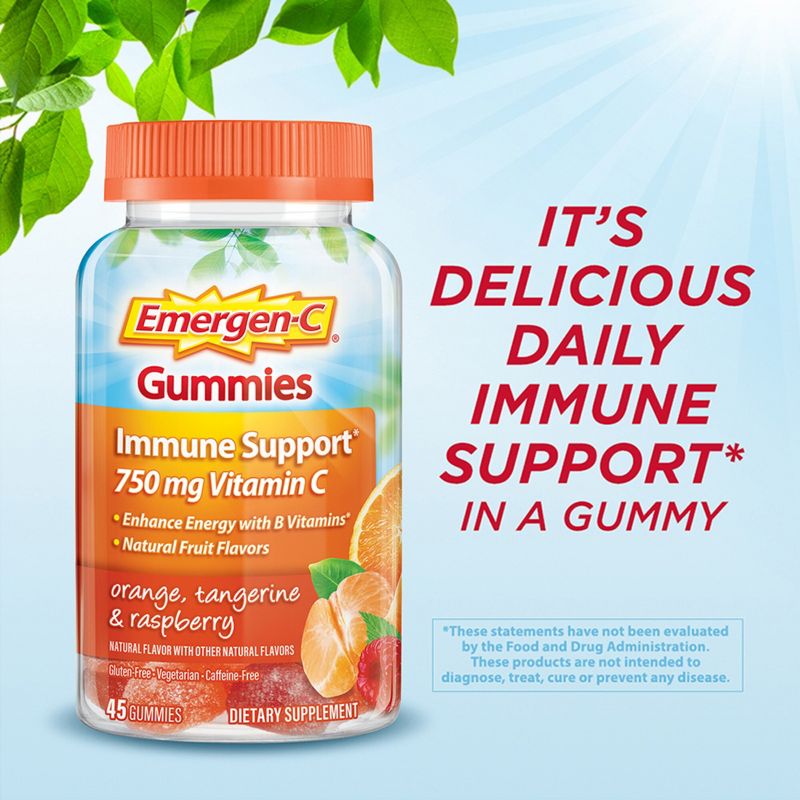 Emergen-C Vitamin C Immune Support Gummies - Orange, Tangerine &#38; Raspberry - 45ct, 6 of 13