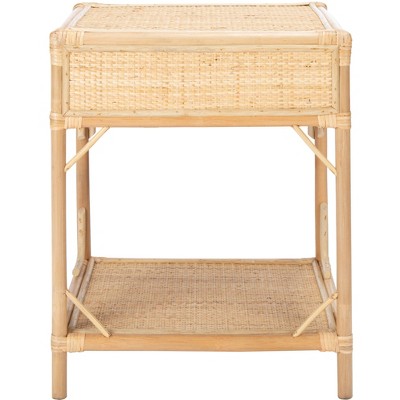 Natural Bamboo and Rattan 1-Drawer Nightstand with Shelf
