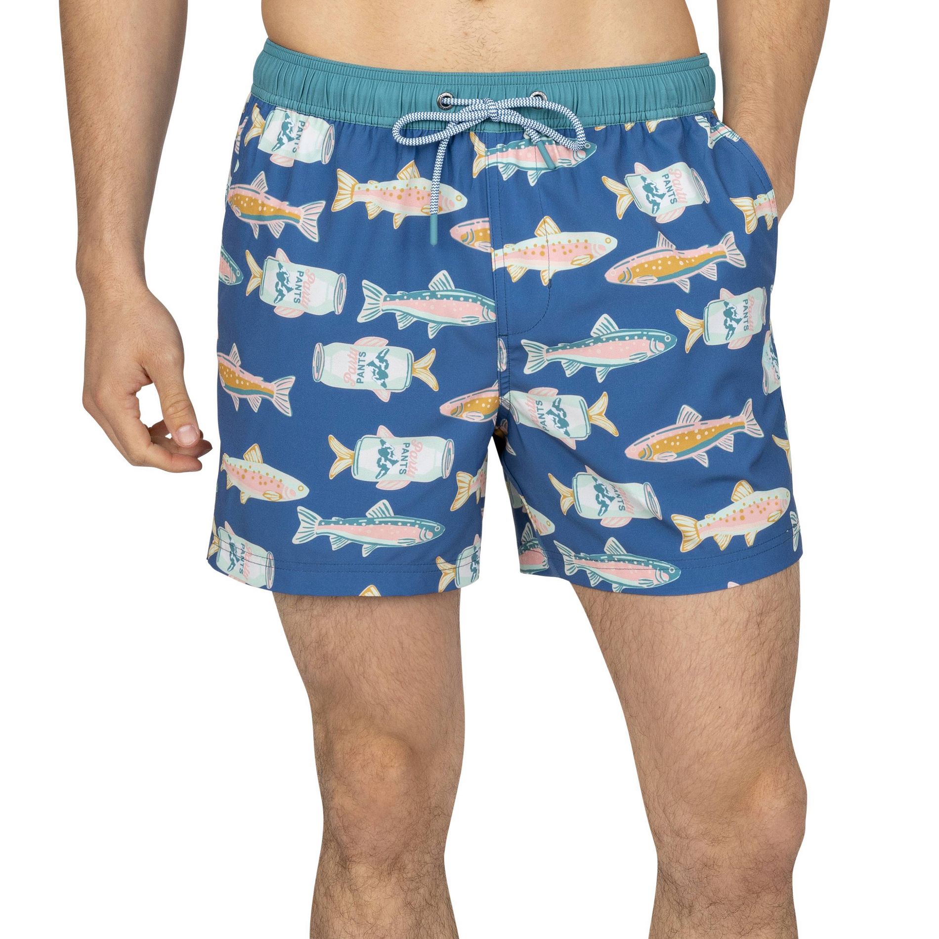 Party Pants Men's Buzz Worthy Swim Shorts - Blue Fish