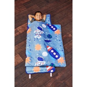EVERYDAY KIDS Toddler Nap Mat –Outer Space Adventure– Soft Microfiber, Rollup with Handle & Pillow, for Preschool, Daycare, or Travel -Ages 2-6 years - 1 of 4