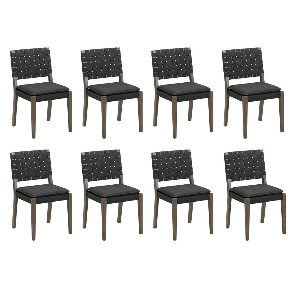 Photos - Dining Table Nathan James Set of 8 Cohen Faux Leather Dining Chair Black