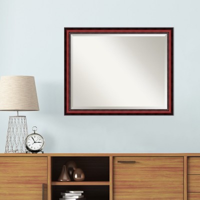 Cherry Wood Beveled Rectangular Wall Mirror