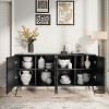 63" Modern Sideboard Buffet Cabinet with Honeycomb Doors and 4 Adjustable Shelves for Dining Room or Entryway-Baofuwish - 2 of 4