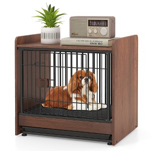 Tangkula Dog Cage Furniture w/Removable Tray & Lockable Door Adjustable Foot Pads - 1 of 4