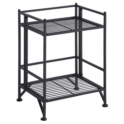 20.25" 2 Tier Folding Metal Shelf Black - Breighton Home