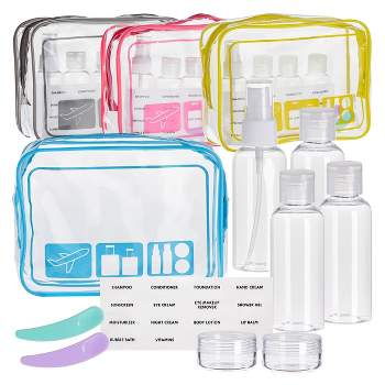 4pack Portable Travel Fluid Makeup Packing Bag with Labels Refillable  Travel Pouches-Sub Bags for Travel Tsa Approved Leakproof Toiletries  Containers