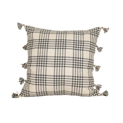 18x18 Inch Plaid Outdoor Pillow Rust Polyester With Polyester Fill