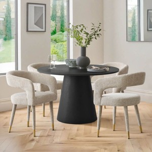 Modern Upholstered Dining Chairs Set of 4, Cushioned Seat with Armrest, Metal Legs, Dining Room and Kitchen Chairs-Maison Boucle - 1 of 4