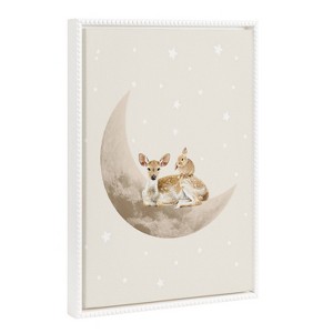 Kate & Laurel All Things Decor 18"x24" Sylvie Beaded on The Moon Framed Canvas by July Art Prints White : Modern Style - 1 of 4