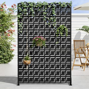 72" H×47"W Dovelina Black Metal Planter Box with Trellis Privacy Screen for Café Patio,Garden & Balconies - 1 of 4