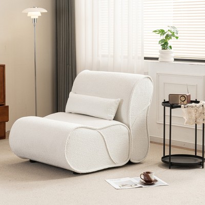 31.1" Modern Accent Chair with Waist Pack Padding, Soft Pellet Velvet Recliner/Comfortable Lounge Chair 4W - ModernLuxe