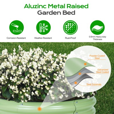 Aoodor 9'' Tall Green Aluzinc Metal Round Raised Garden Bed