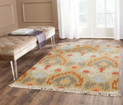 Sumak 4' x 6' Sage Multicolor Wool Flat Woven Area Rug