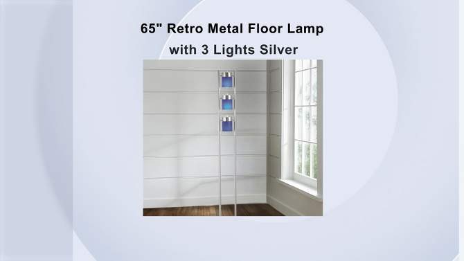 65&#34; Retro Metal Floor Lamp with 3 Lights Silver - Ore International, 2 of 5, play video