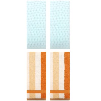 REGALWOVEN 4 Pcs Bathroom Hotel and Spa Waffle Cotton Hand Towels