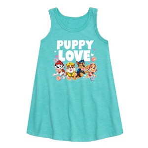 Girls' - Paw Patrol - Puppy Luv Graphic Sleeveless Aline Dress - 1 of 4