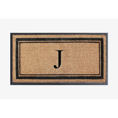 A1HC Natural Rubber Coir Outdoor Doormat 24x48 Monogrammed Anti-Shed Treated Durable Front Door Mat