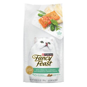 Purina Fancy Feast with Ocean Fish, Salmon & Garden Greens Adult Gourmet Dry Cat Food - 48oz - 1 of 4