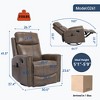 MAYEERTY Swivel Rocker Recliner Chair, Genuine Leather Heat Massage Manual for Living Room, Camel Brown - 3 of 4