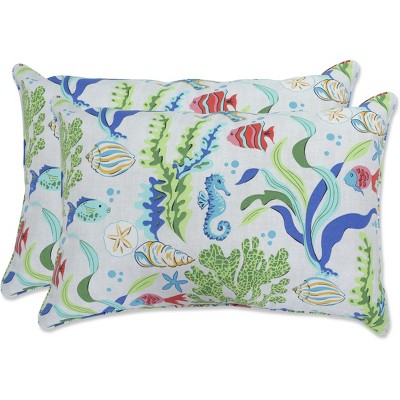 2pc Outdoor/indoor Throw Pillows Coral Bay Blue - Pillow Perfect : Target