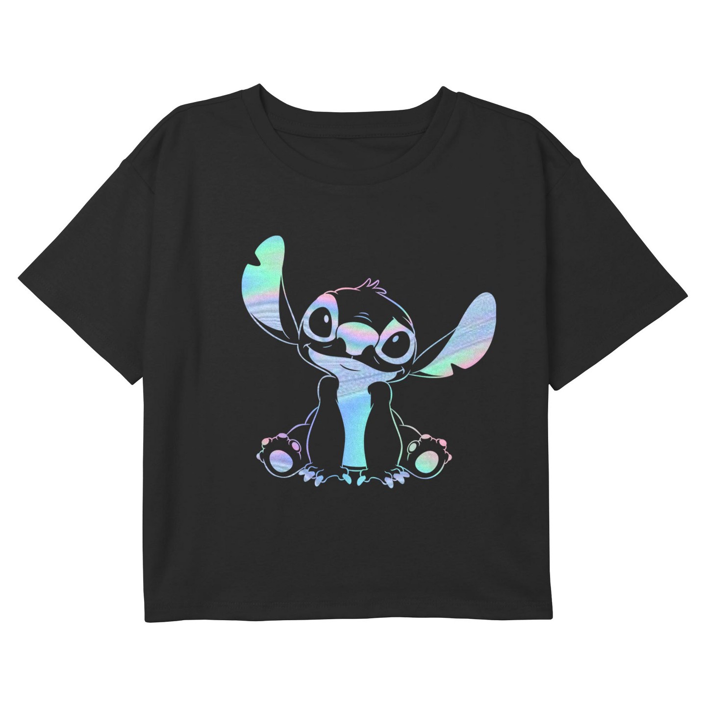 Футболка Lilo & Stitch Holographic Stitch Short Sleeve T Shirt - Black для девочек, цвет: Чёрный — фото 1