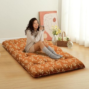 Japanese Futon Mattress, Futon Floor Mattress Japanese Style Floral Pattern Mattress for Floor, Tatami Mat, Sleeping Mattress Pad for Camping Travel - 1 of 4