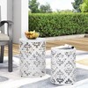 Osparple Round Outdoor Side Table with Durable Frame,Metal Patio End Tables for Backyard,Pool,Indoor Companion,Durable and Rustproof,2PC - 2 of 4