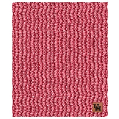 NCAA Houston Cougars Two- Tone Sweater Knit Blanket with Faux Leather Logo Patch