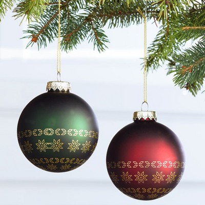 The Lakeside Collection Set of 2 Gold Patterned Ball Ornaments 2 Pieces