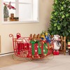 Costway Red Santa Sleigh with Large Cargo Area for Gifts Metal Christmas Holiday Decor - 2 of 4