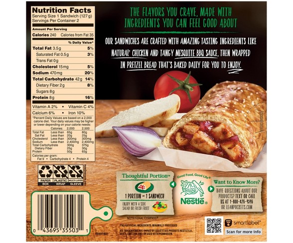 Lean Pocket Frozen Pretzel BBQ Chicken - 2ct -9oz