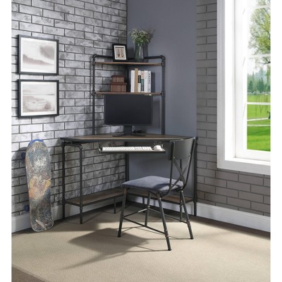 TiramisuBest Antique Oak & Gray Office Chair, Synthetic Wood, 1" Cushion, Ergonomic, Space-Saving
