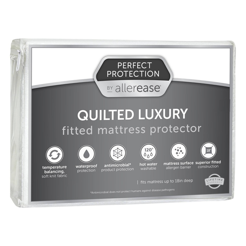 Photos - Mattress Cover / Pad Allerease Full Perfect Protection Quilted Luxury Waterproof Machine Washable Fitted Mattress Protector: Polyester, OEKO-TEX