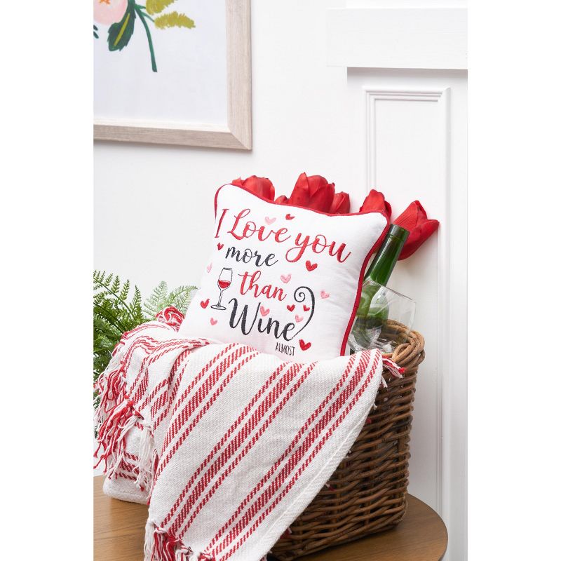 C&F Home 10" x 10" I Love You More Than Wine Valentine's Day Pillow, 4 of 5