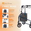 Rhythm Healthcare Rally Lite Aluminum 3-Wheel Folding Walker with Tote, Blue - 2 of 4