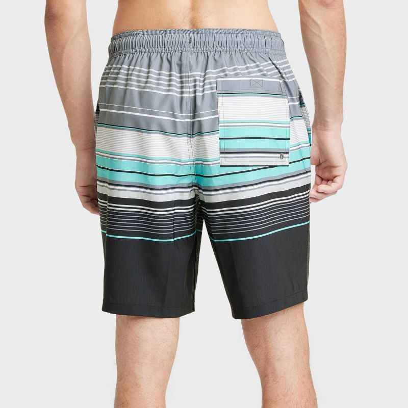 Men's 9" Striped E-Board Swim Shorts - Goodfellow & Co™ Charcoal Gray, 3 of 5